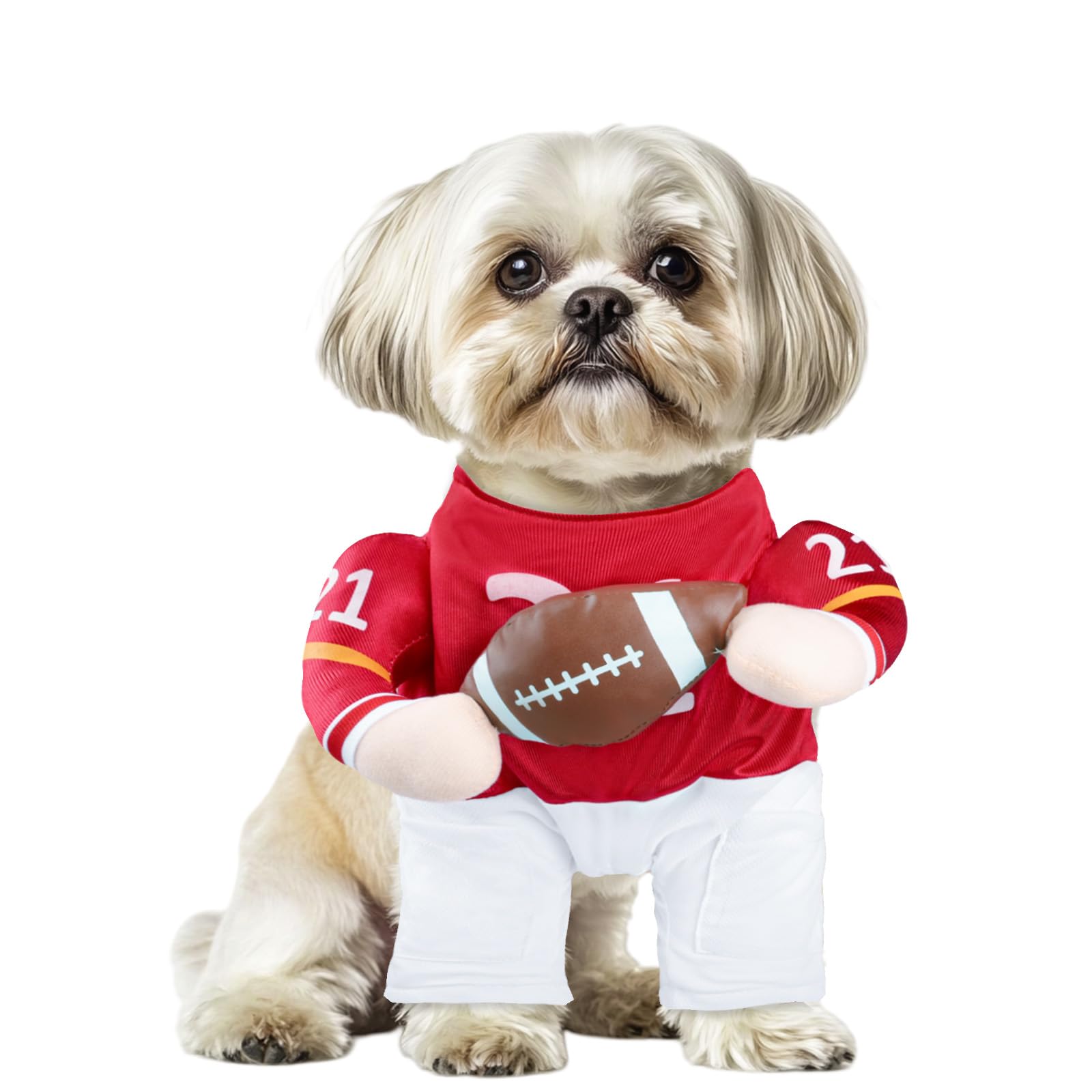 disfraz delifur de perro jugador de fútbol ajustable para fiestas y sesiones de fotos.