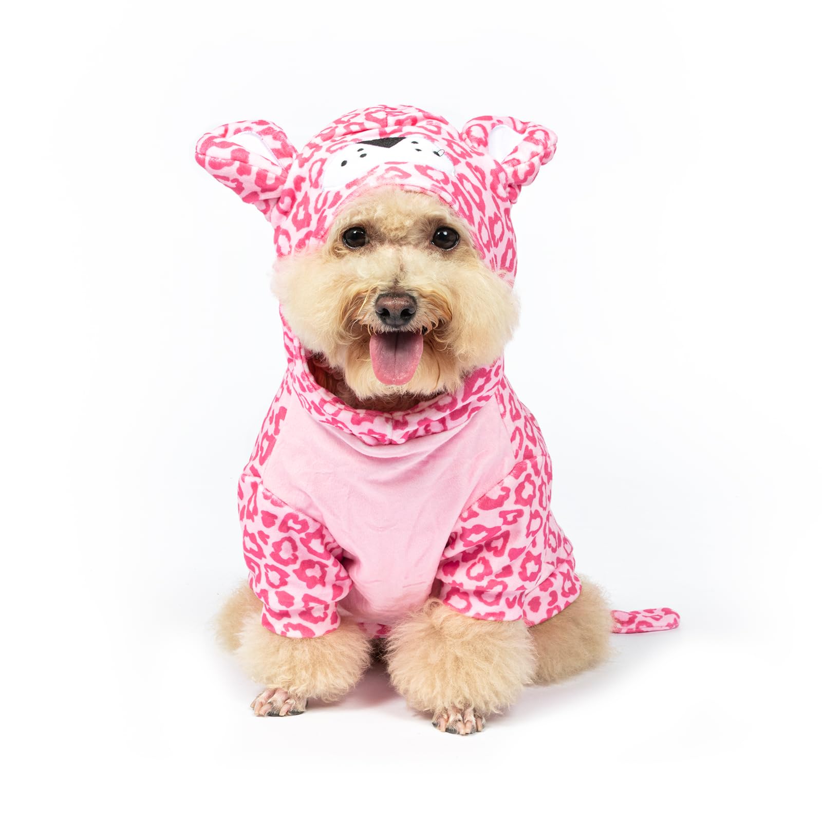 Disfraz DELIFUR para perro leopard-rosa, sudadera cómoda para fiestas