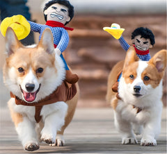 Disfraz DELIFUR de vaquero para perro, vista lateral, diseño divertido para Halloween.