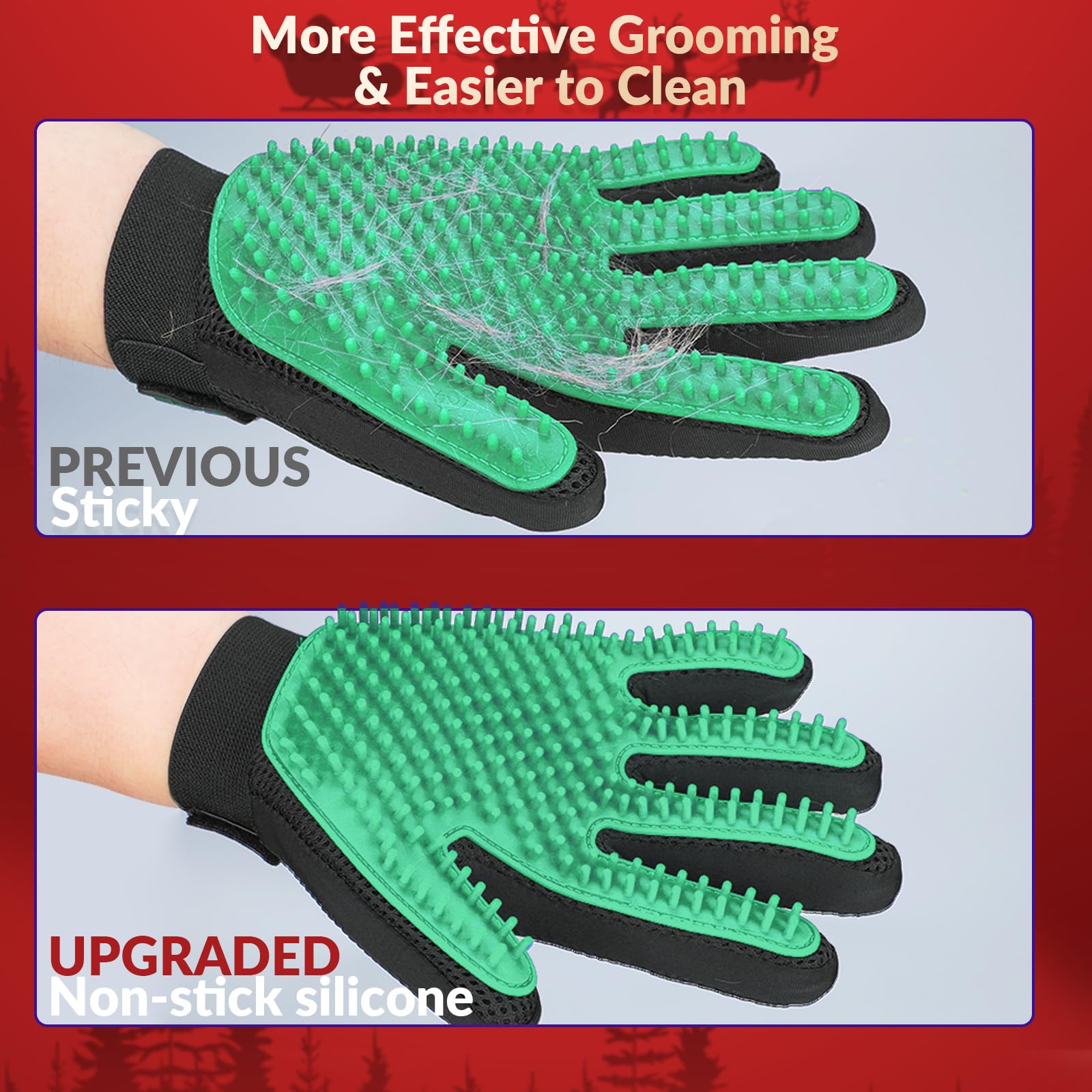DELOMO guantes deshedding dorso, recogen pelo durante cepillado sin irritar la piel