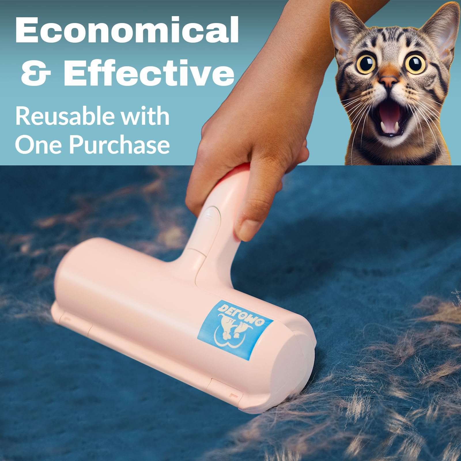 DELOMO Pet Hair Roller recogiendo pelo en ropa de cama y manta