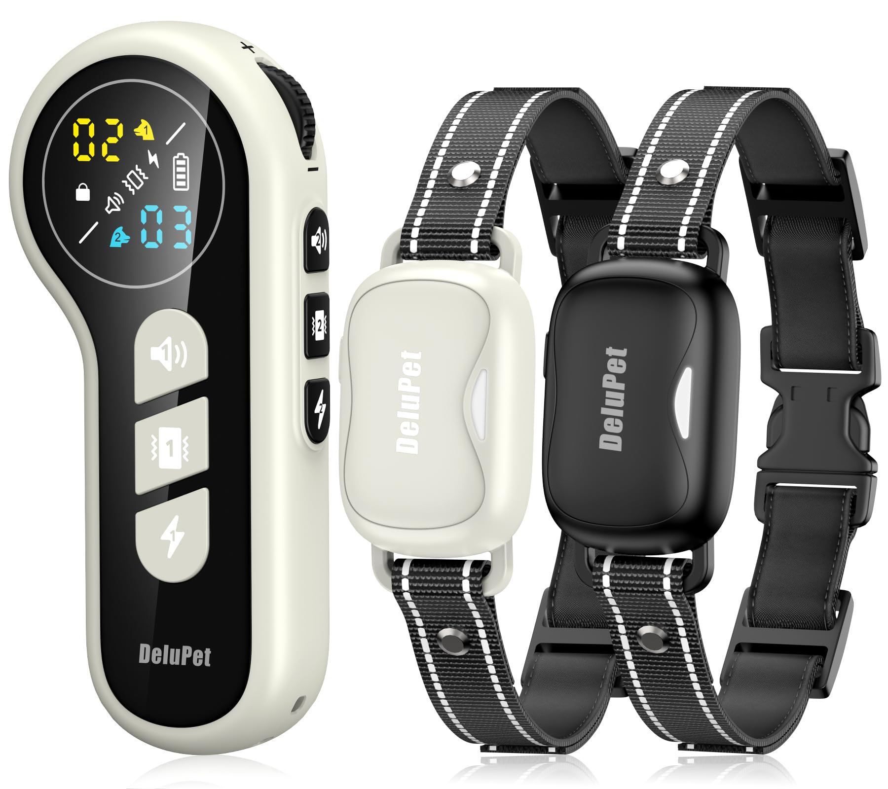 Delupet collar de entrenamiento doble para dos perros con control remoto práctico.