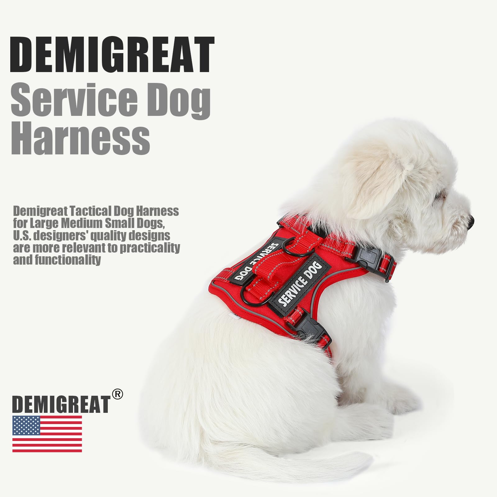 Arnés Demigreat con doble hebilla ajustable para un ajuste seguro.
