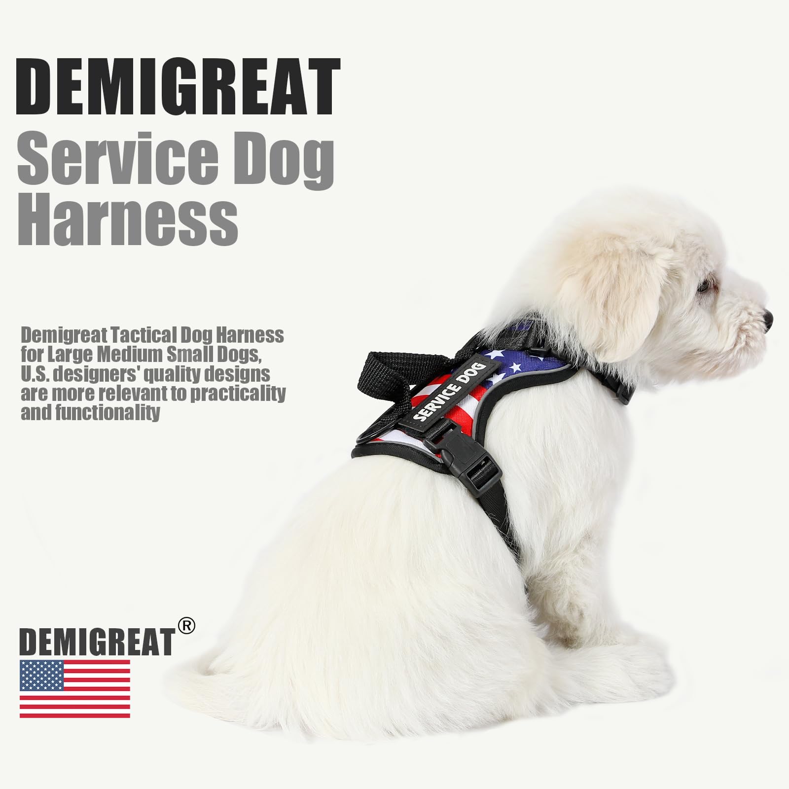 Demigreat arnés servicio perro parches incluidos para entrenamiento y servicio.