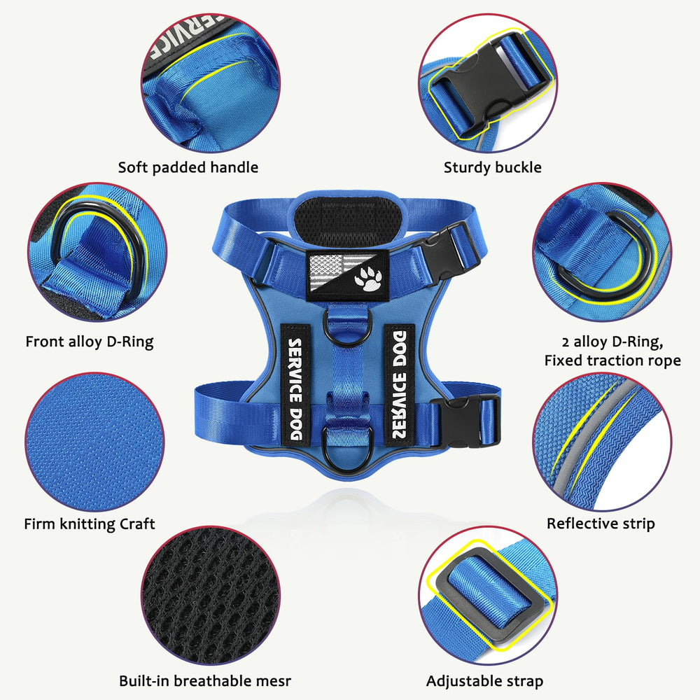 Demigreat arnés, dorso con parches para servicio y entrenamiento, identifica funciones fácilmente.