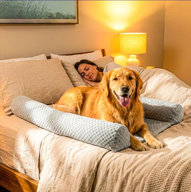 DenMate cama-perro-diseno-patentado ofrece tranquilidad nocturna para ambos.