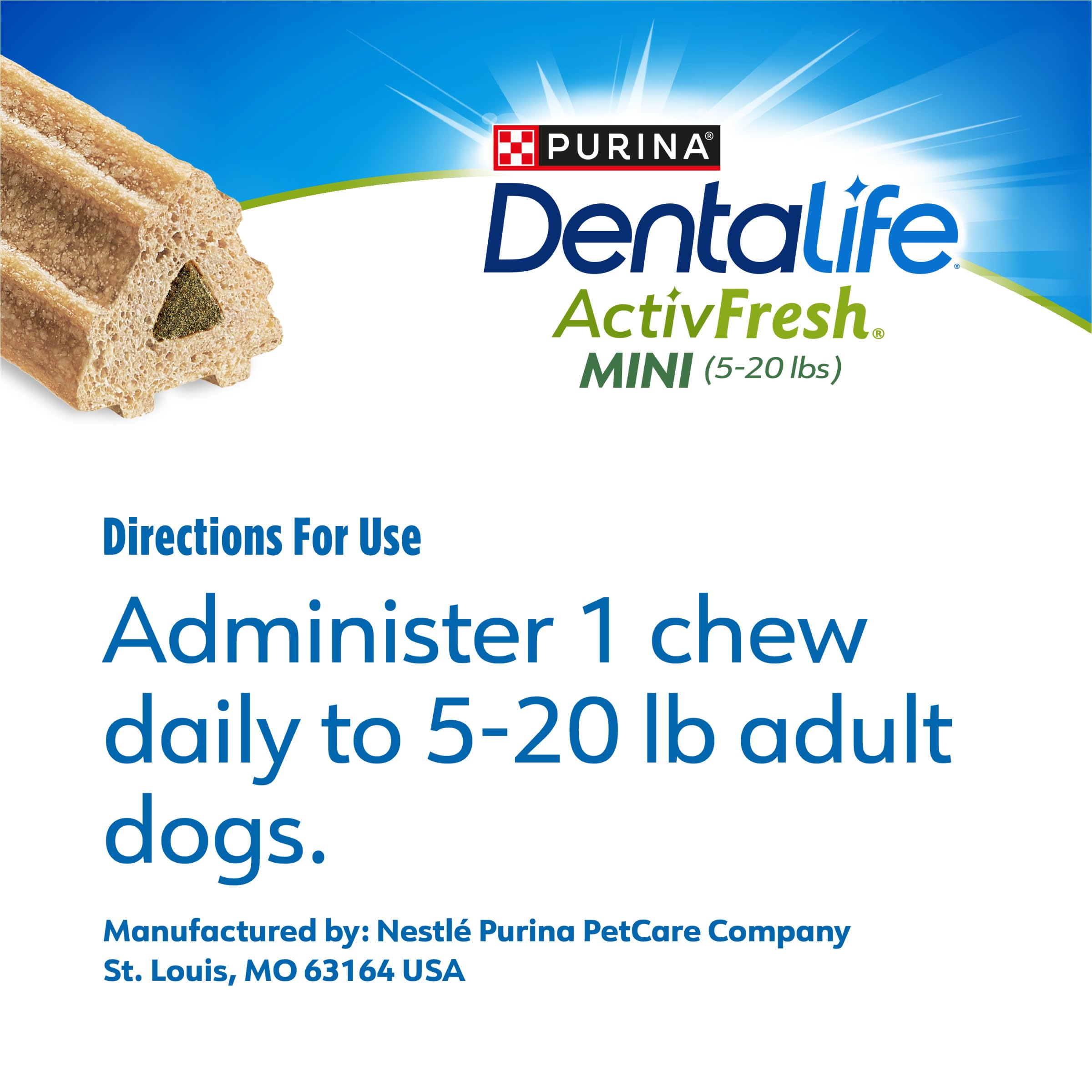 DentaLife ActivFresh cuidado oral diario para perros pequeños, fácil de integrar en la rutina.