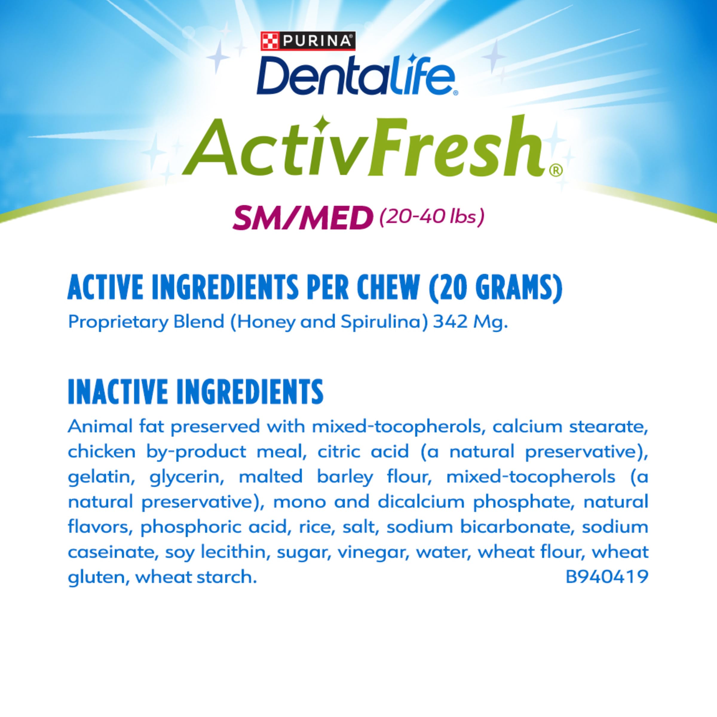 Golosinas ActivFresh con nueve crestas para una limpieza dental más eficaz.