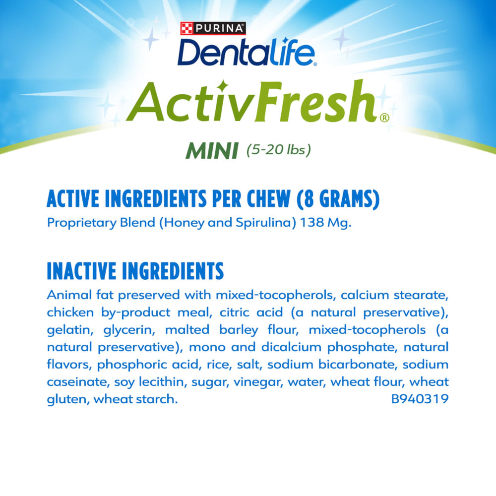 DentaLife ActivFresh sin colorantes artificiales, opción sabrosa y natural para perros.