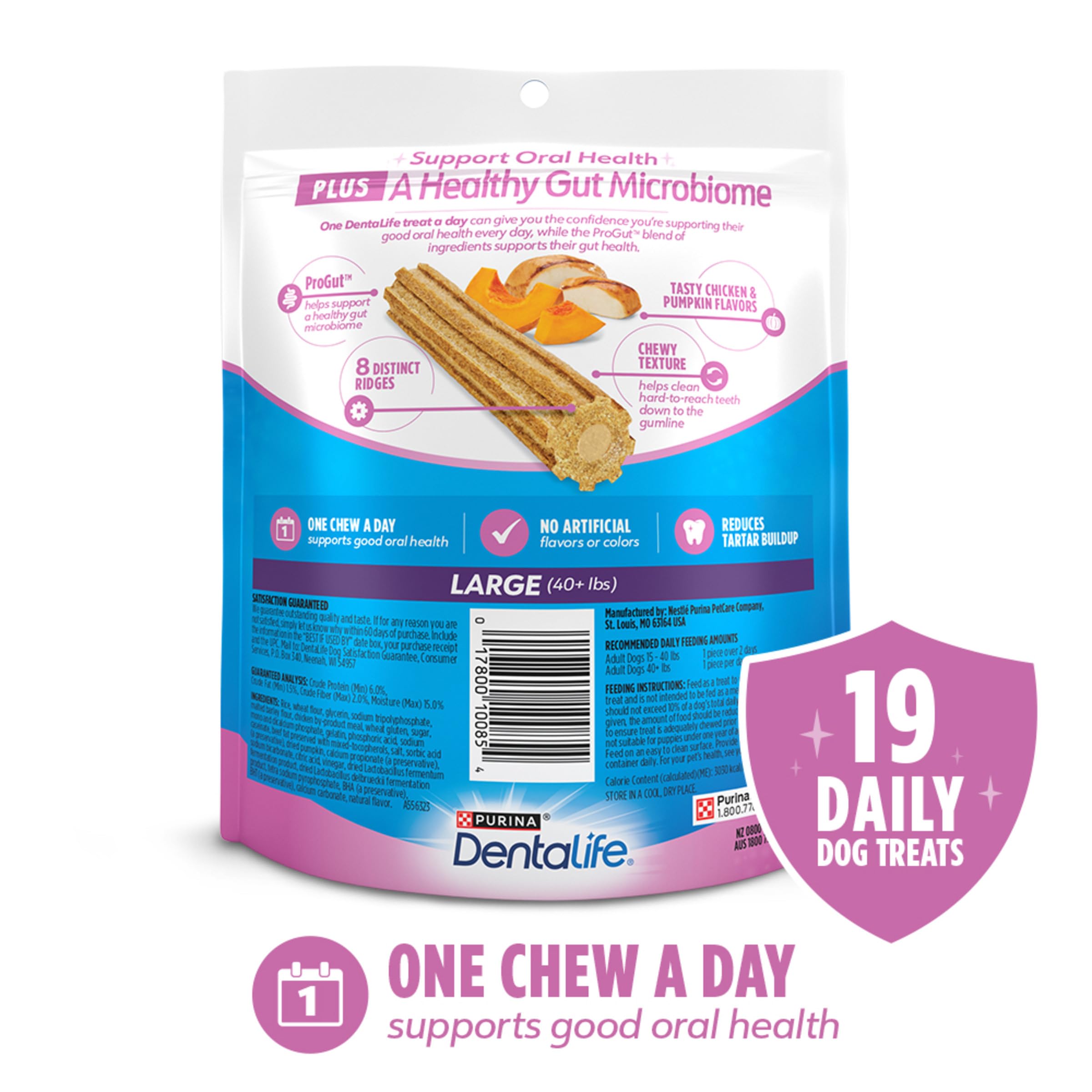 Dentalife Plus Digestive Support, diseño con 8 crestas para limpieza dental