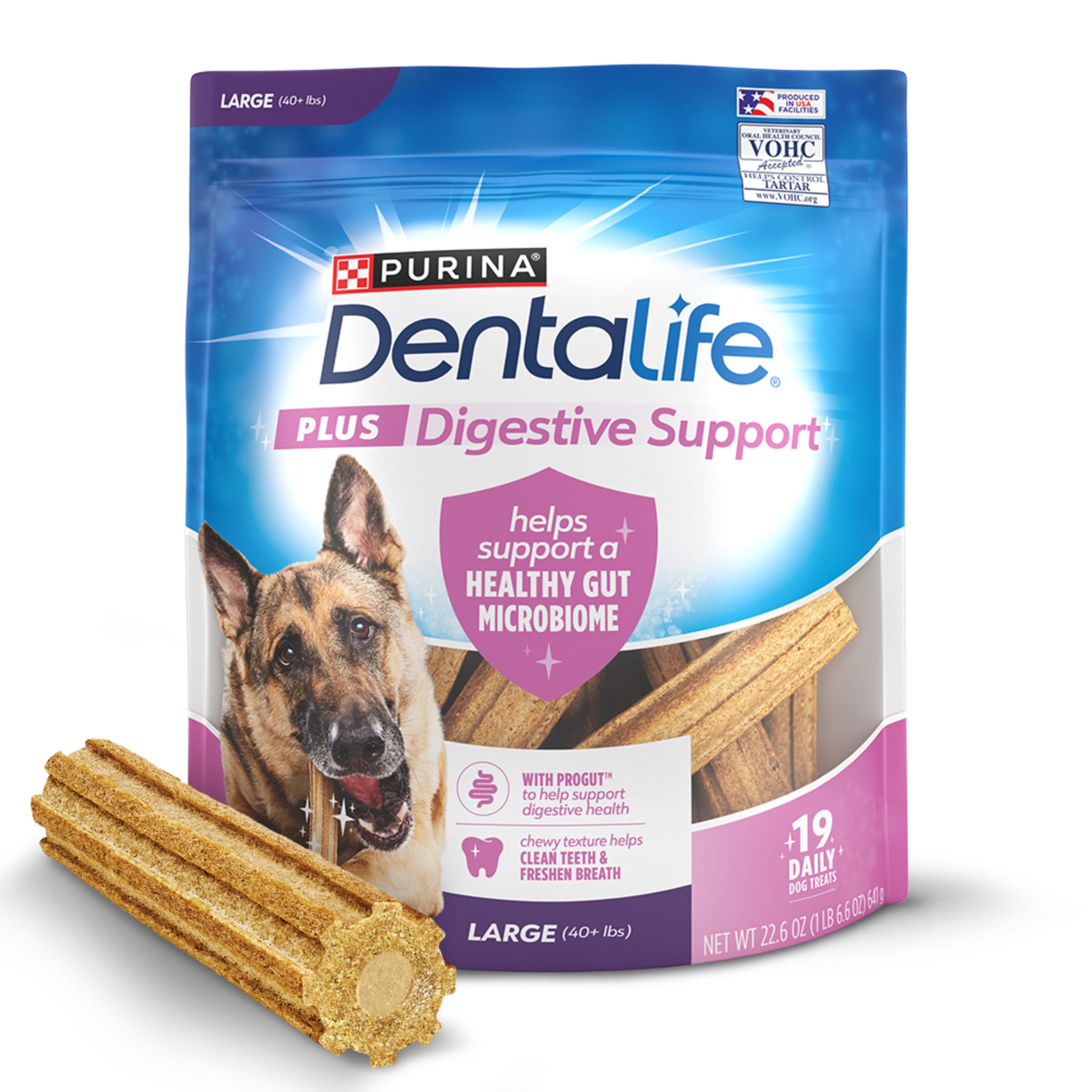 Dentalife Plus Digestive Support para perros grandes, envase de 19 golosinas para limpieza dental