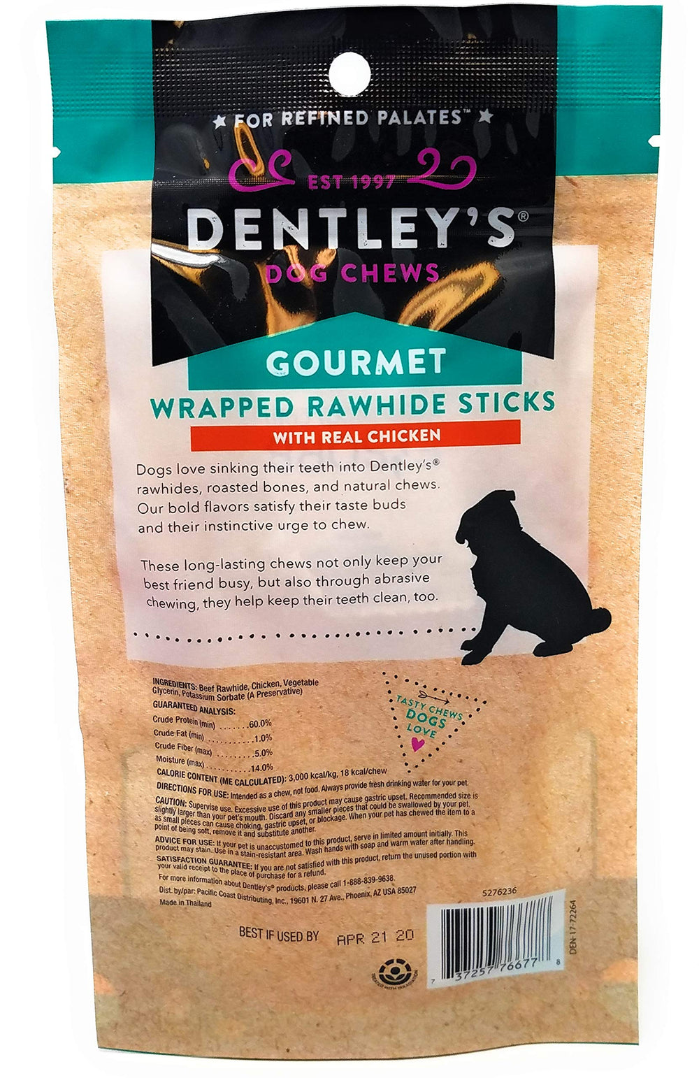 Dentley's palitos con sabor a pollo, ideales para juego y distracción durante el día