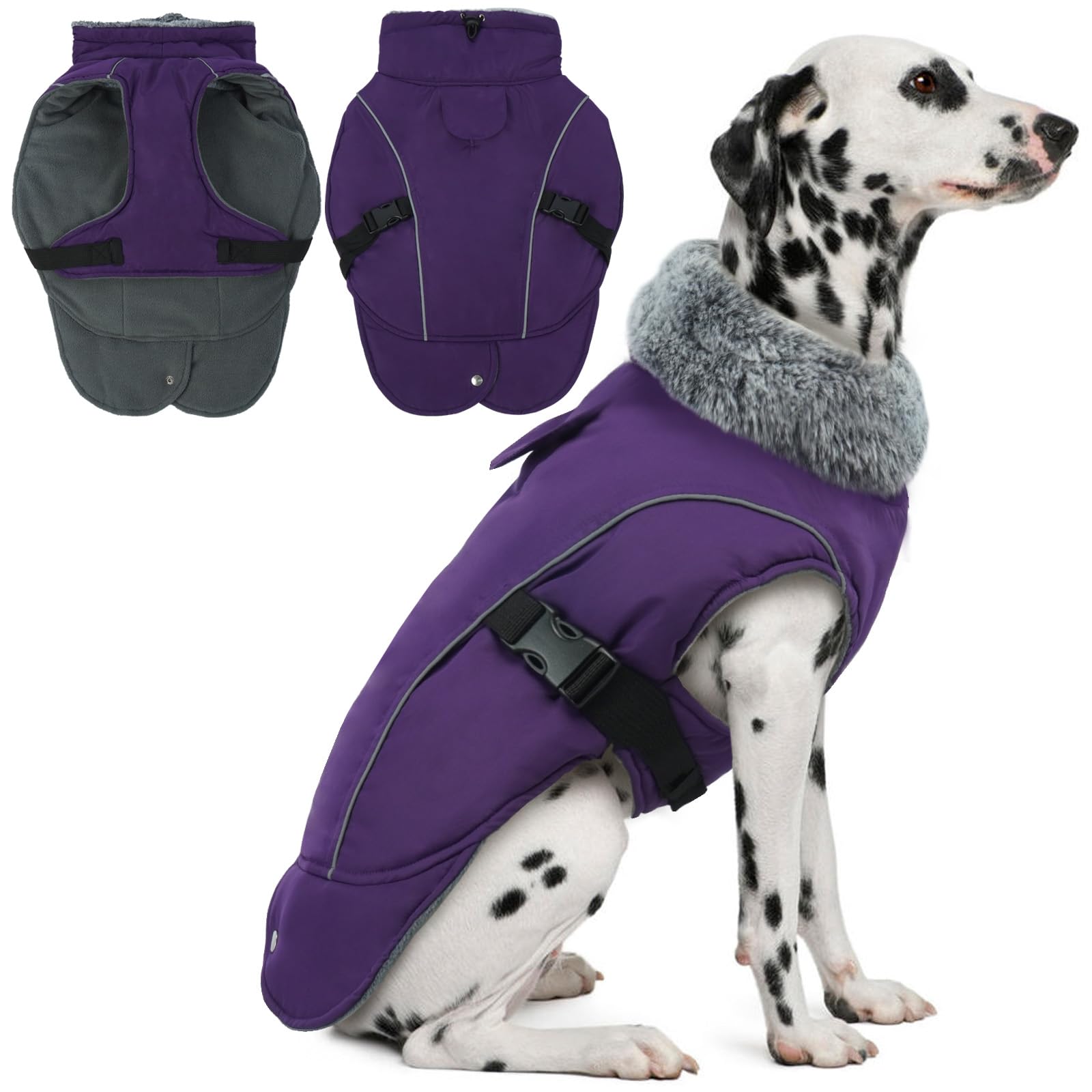 DENTRUN abrigo de invierno para perro con banda reflectante en la espalda para mayor visibilidad.