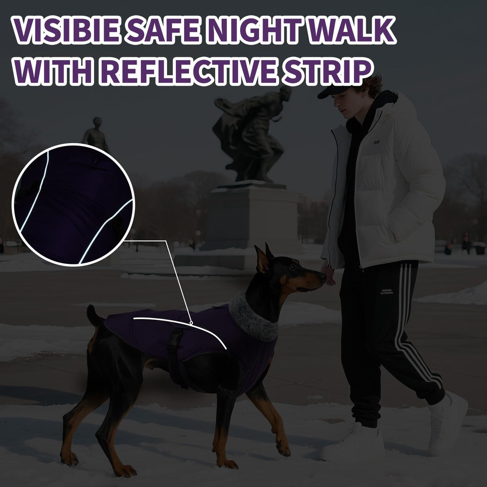DENTRUN abrigo para perro con dos bandas reflectantes para caminatas nocturnas.