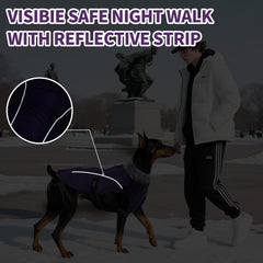 DENTRUN abrigo para perro con dos bandas reflectantes para caminatas nocturnas.