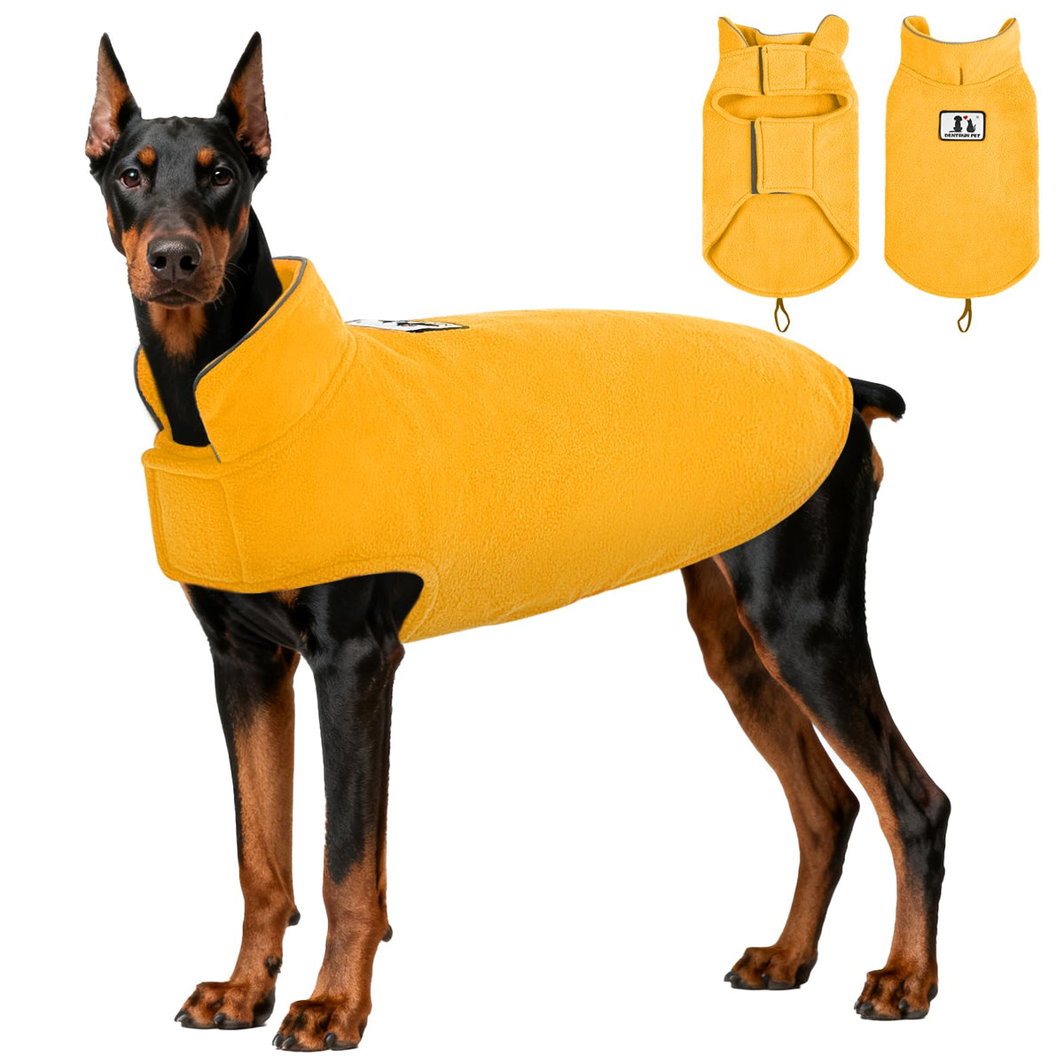 DENTRUN abrigo reversible para perros, frontal, cálido y cómodo para paseos invernales.