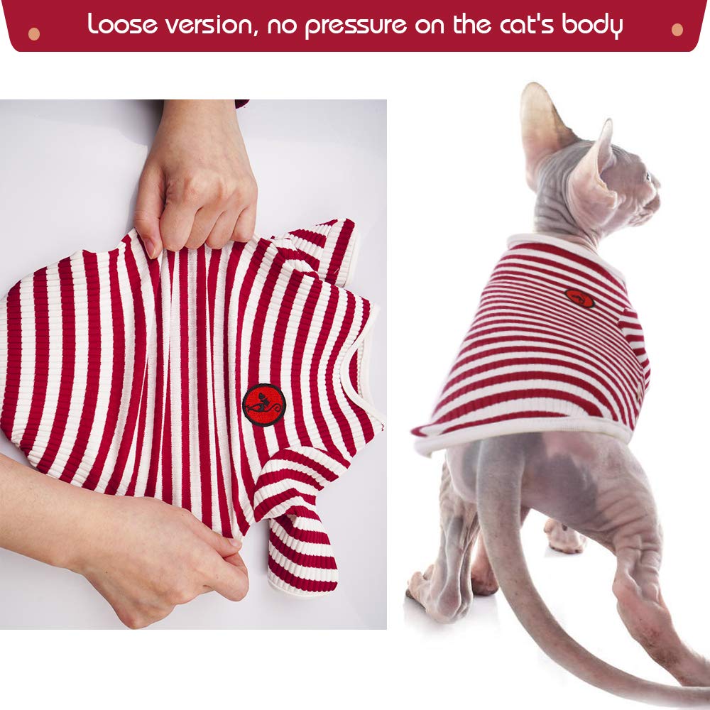 Camiseta DENTRUN para gatos sin pelo, cuello elástico para ajuste cómodo