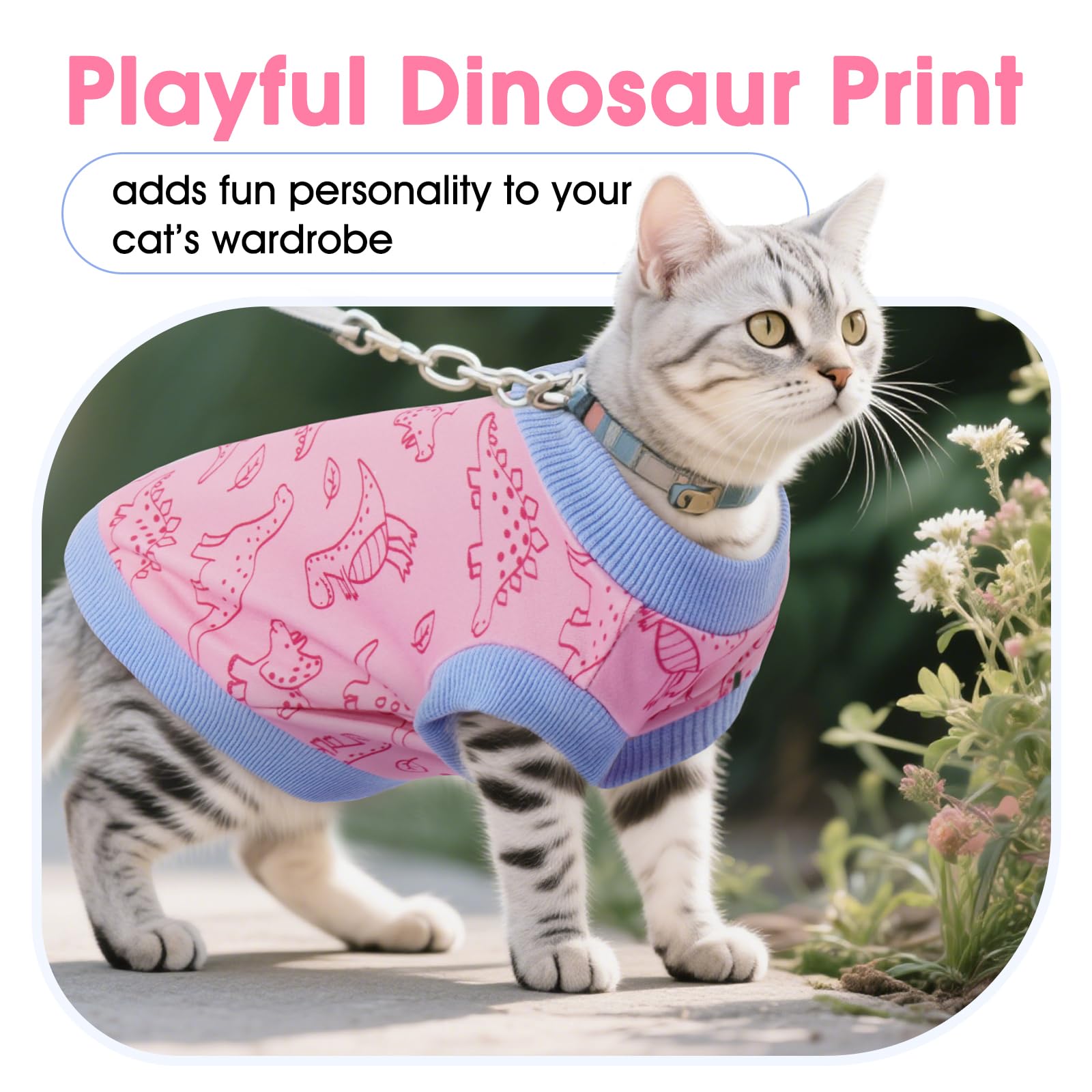 DENTRUN chaleco gato dinosaurio uso diario, diseño sin mangas para libertad de movimiento.