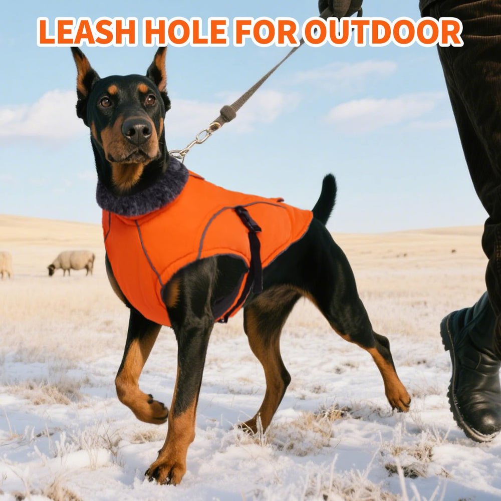DENTRUN chaqueta invernal para perros, cuello alto ajustable, protege el cuello del viento.