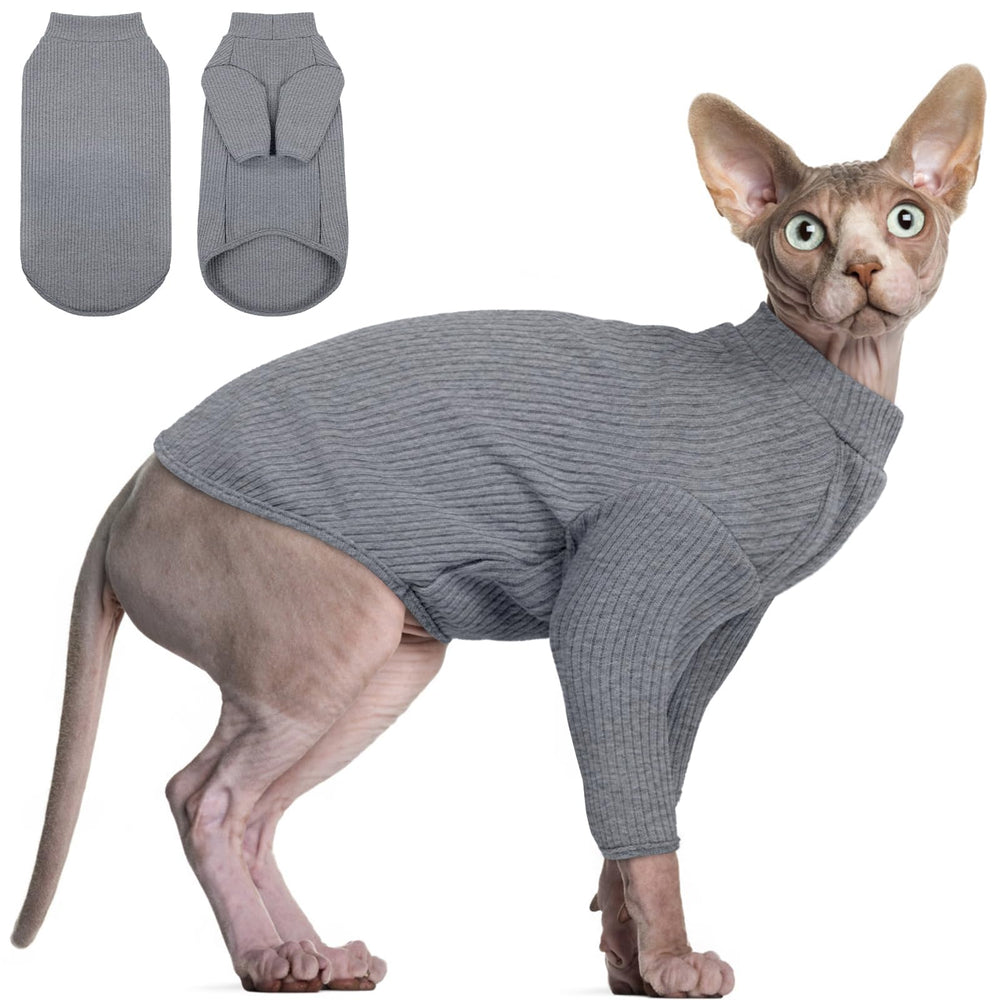 Camiseta DENTRUN para gato sin pelo, frente: tela suave para piel sensible.
