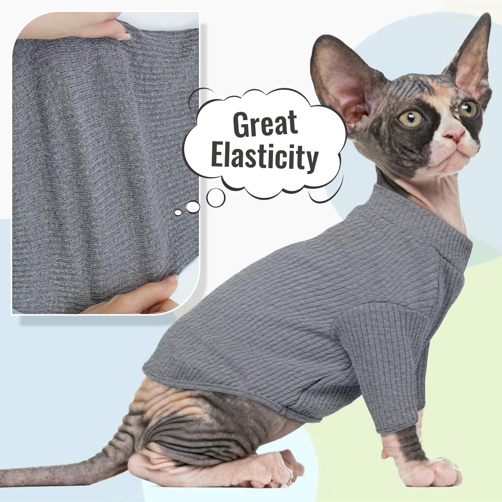 Ropa casual DENTRUN para gato sin pelo, frente suave y transpirable.