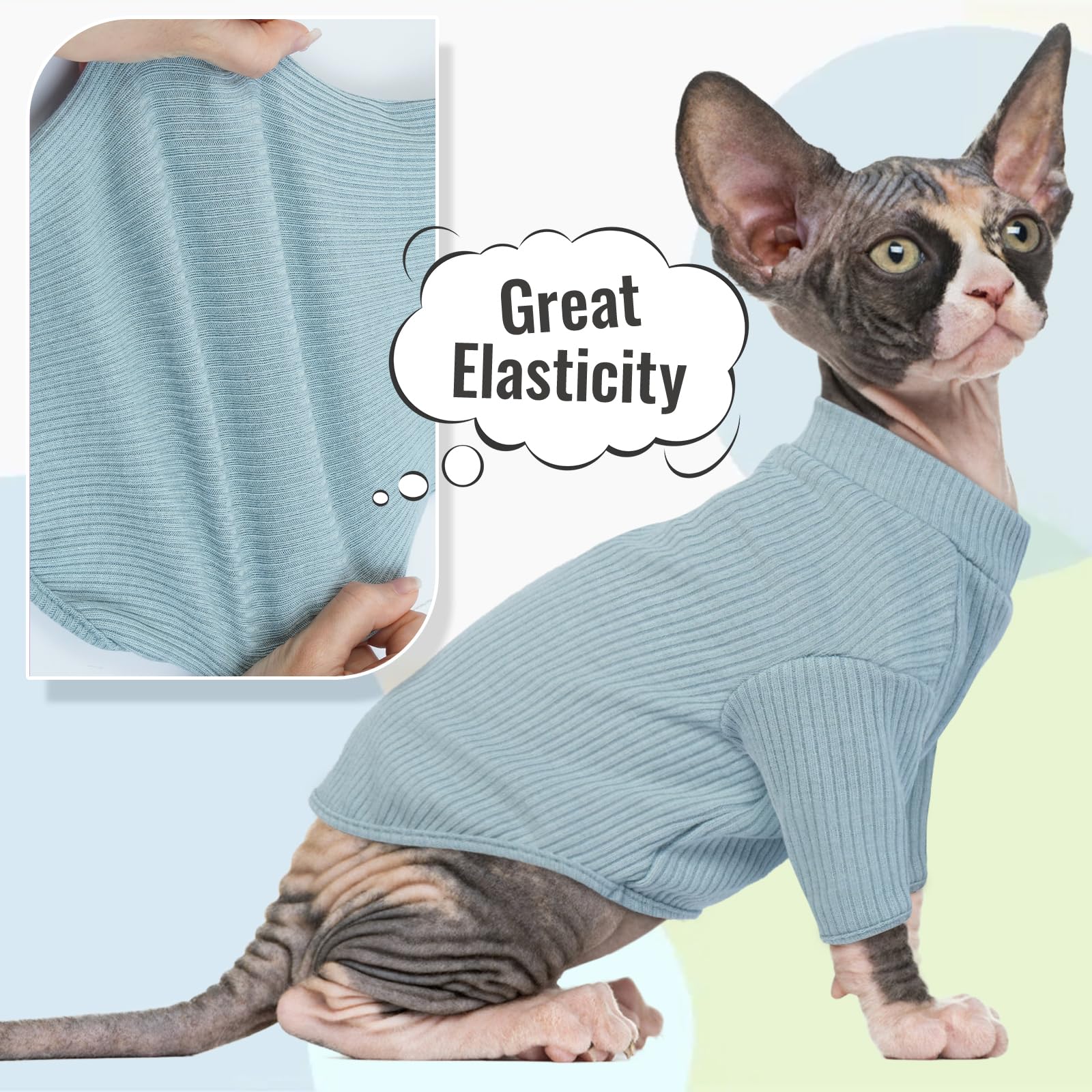 Uso diario para gato Sphynx con DENTRUN, modelo relajado en casa.