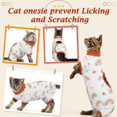 DENTRUN mono de recuperación para gato con protección de abdomen, mantiene la herida protegida.