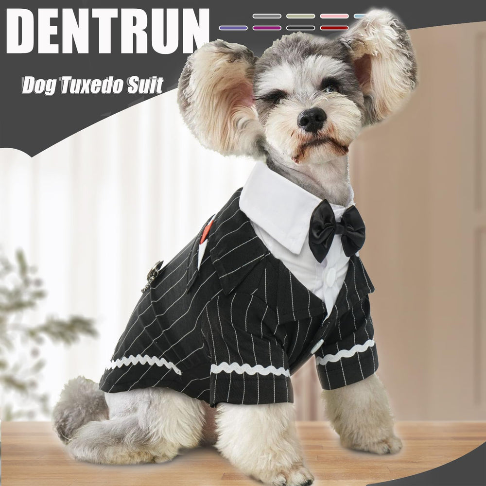 DENTRUN tuxedo con rayas verticales, diseño elegante para eventos especiales.