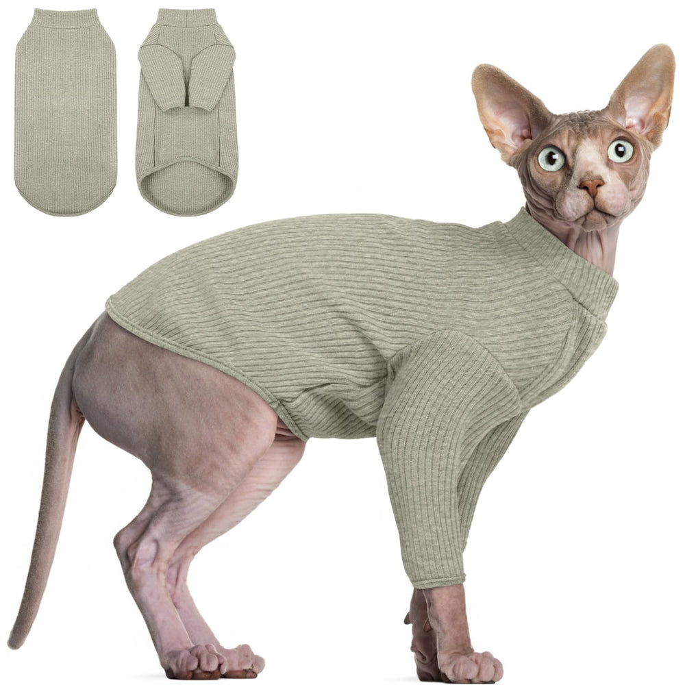 Camiseta dentrun para gato sin pelo, cuello alto suave y transpirable.