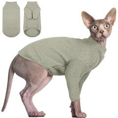 Camiseta dentrun para gato sin pelo, cuello alto suave y transpirable.