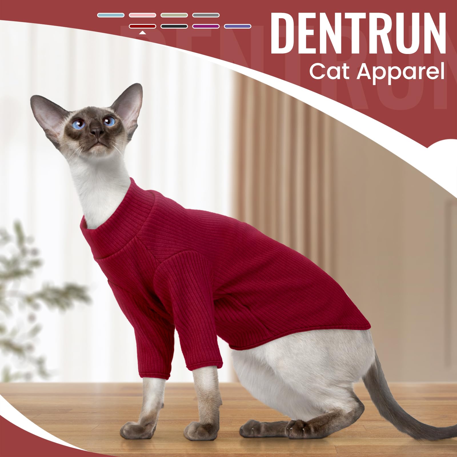 Tejido transpirable de DENTRUN que cuida la piel sensible del gato.