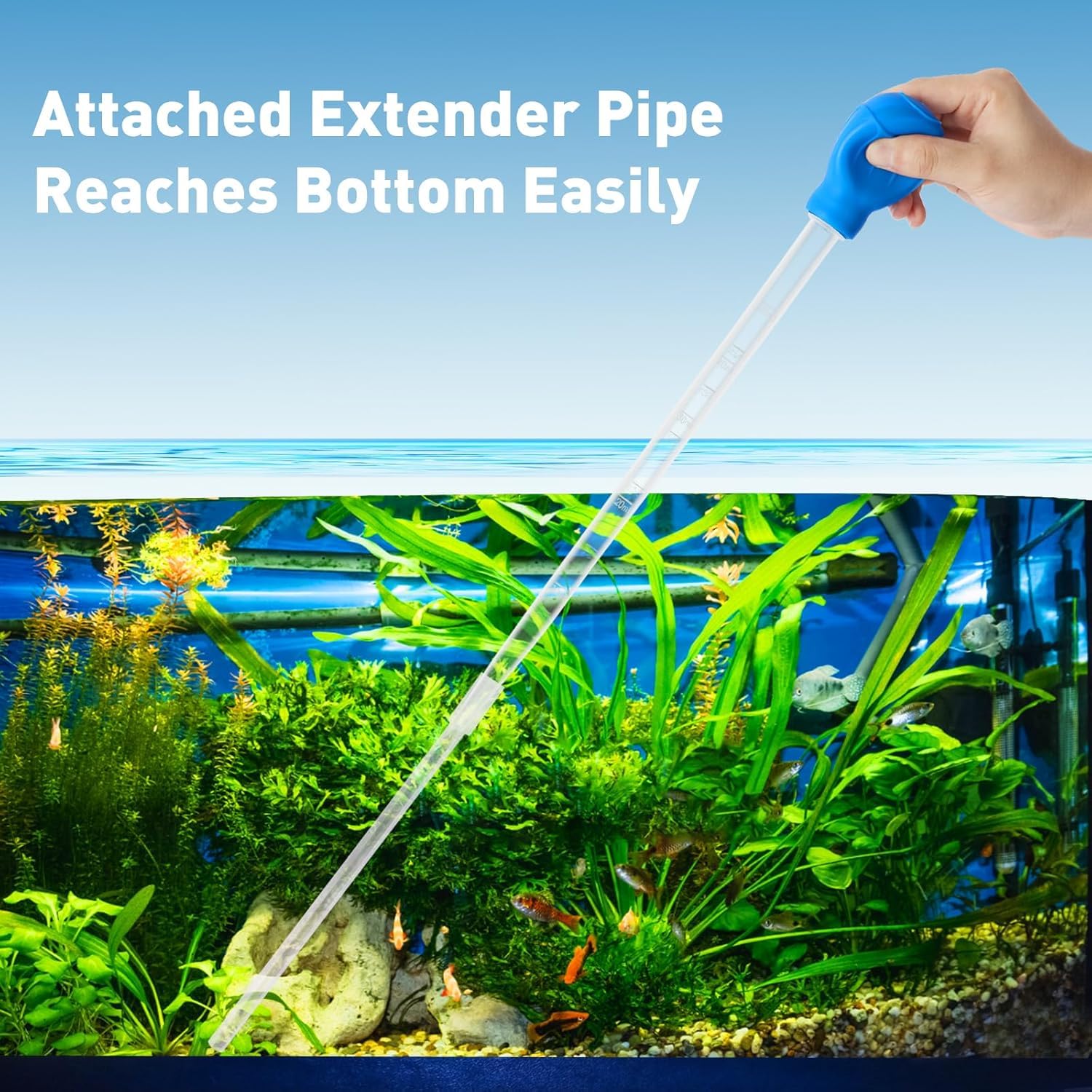 Tubo extensor Depeew de 27,7 pulgadas para alcanzar zonas profundas.