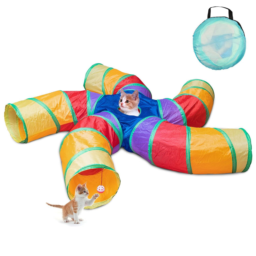Depets túnel para gatos con 5 vías visto de frente para ejercicio en interiores