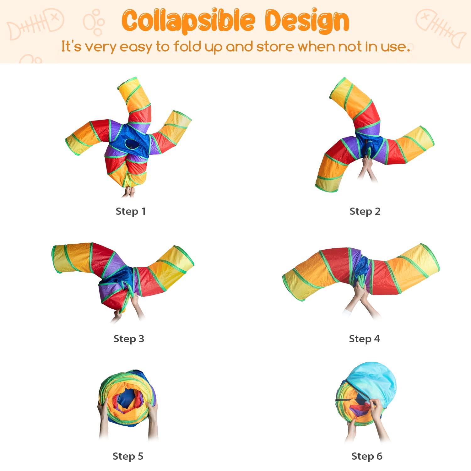 Depets túnel para gatos plegable listo para guardar y transportar