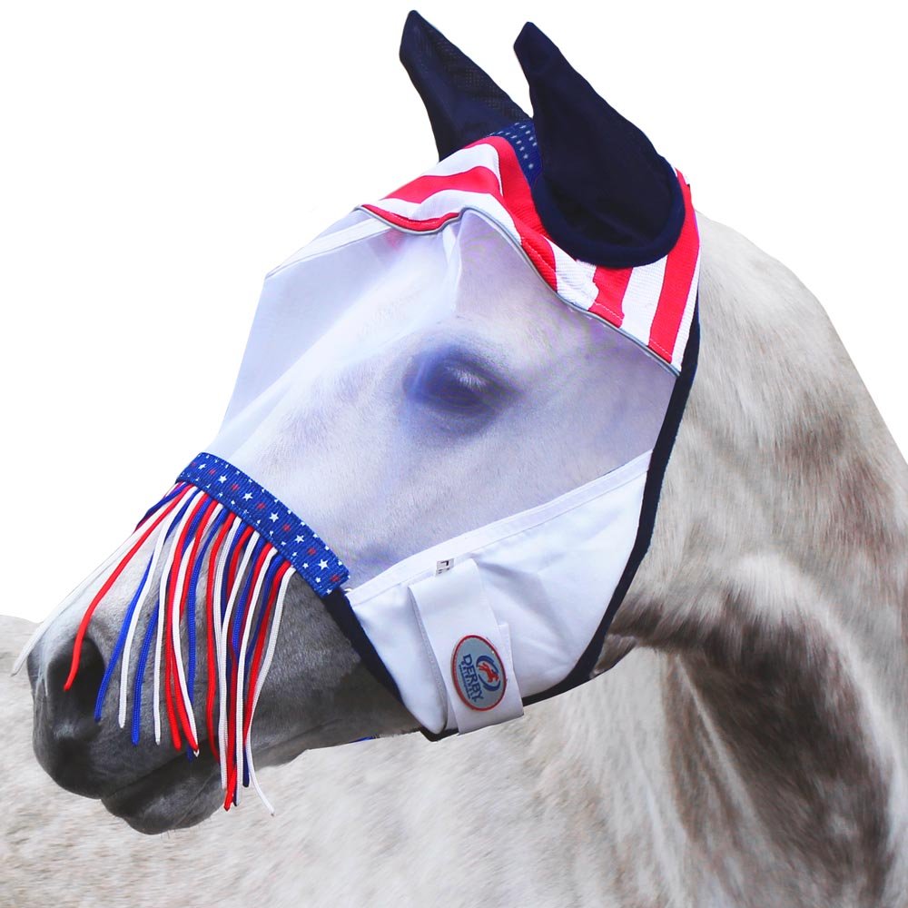 Derby Originals máscara antimoscas reflectiva con orejas protege cara y ojos del caballo