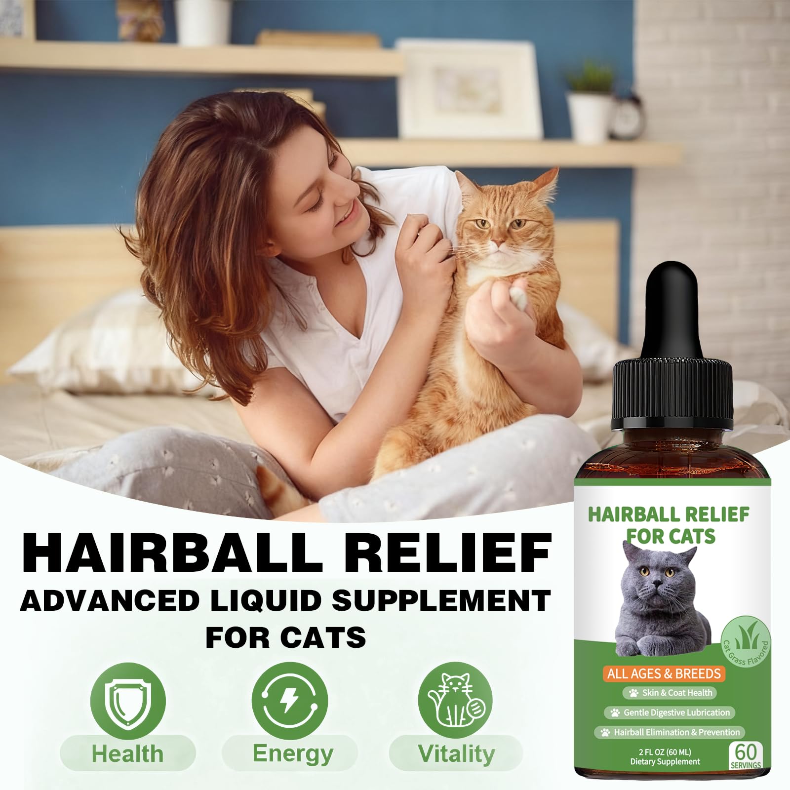 Derggzey cuidado diario del pelo de gatos con solución suave.