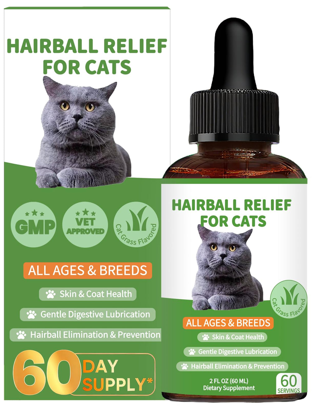 Derggzey gotas para bolas de pelo en envase facilitan la dosis diaria para gatos.