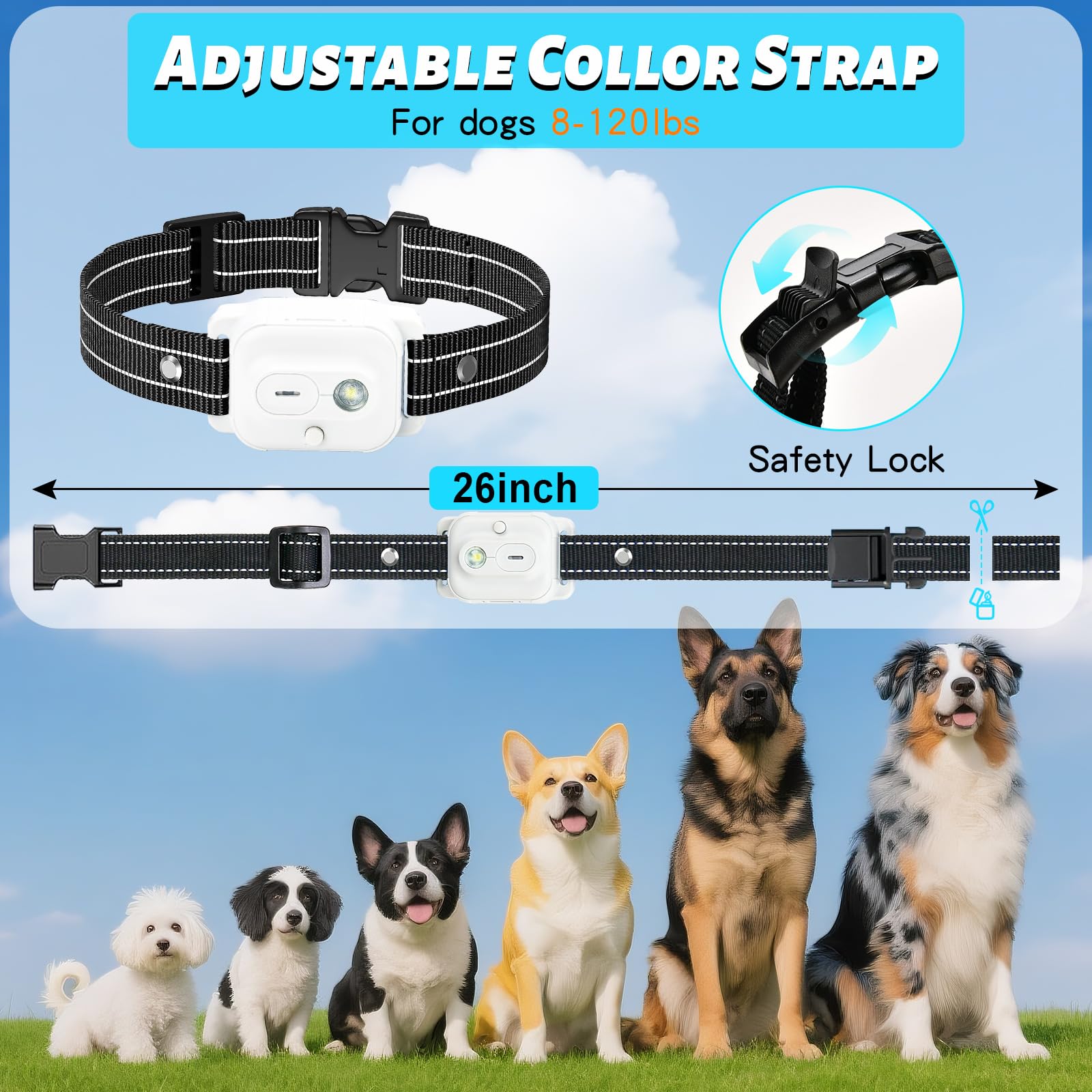 Dergo collar ajustable para perros grandes y pequeños