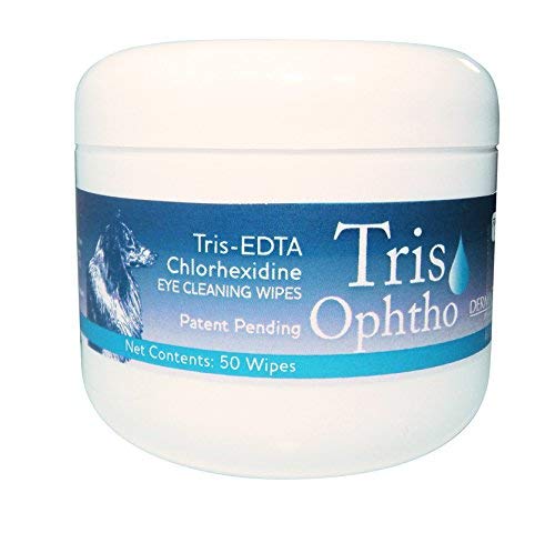 Dermazoo TrisOphtho Wipes, frasco de 50 unidades, limpieza ocular suave para mascotas.