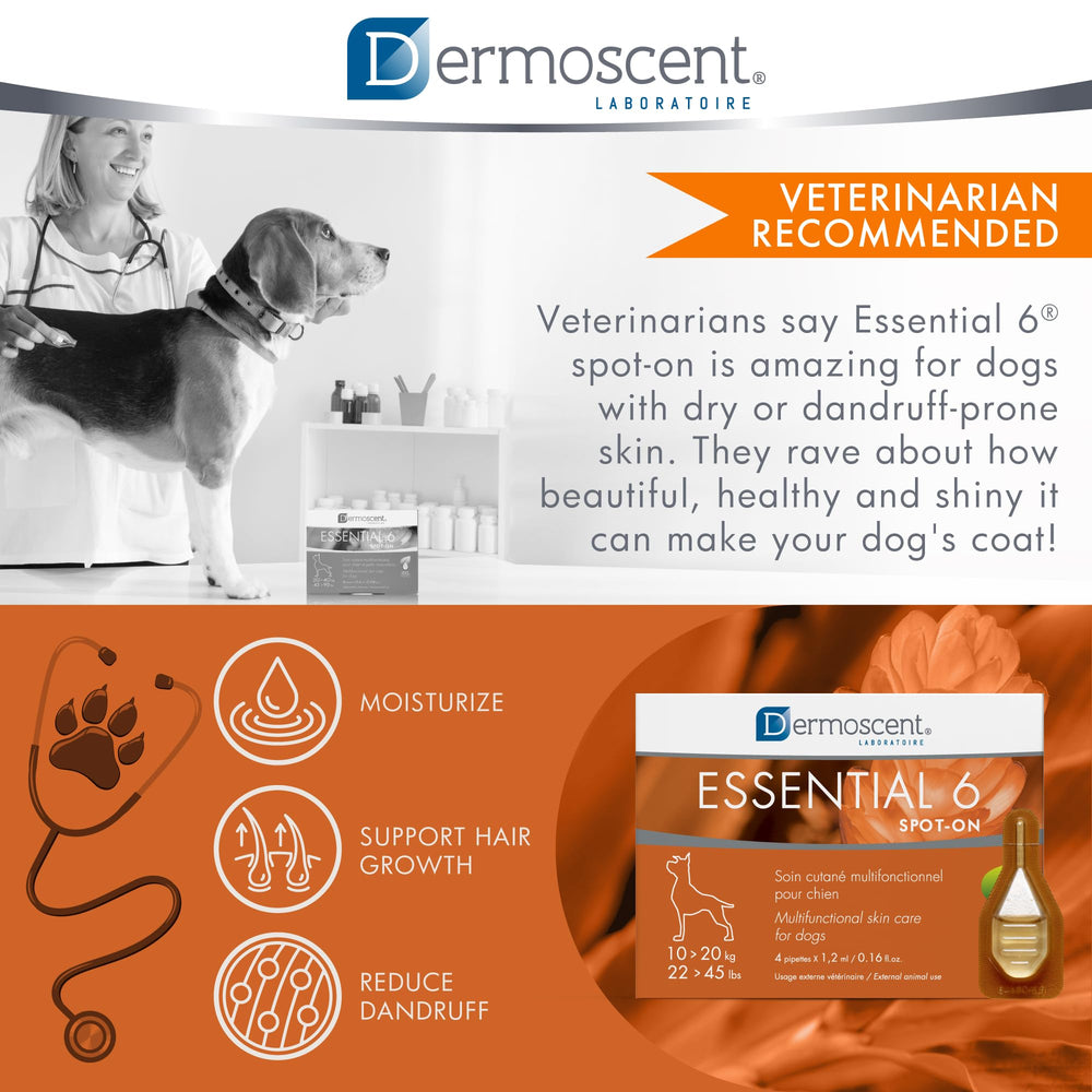 Dermoscent Essential 6 aplicacion-topica-sin-enjuague: fácil de aplicar directamente en la piel.