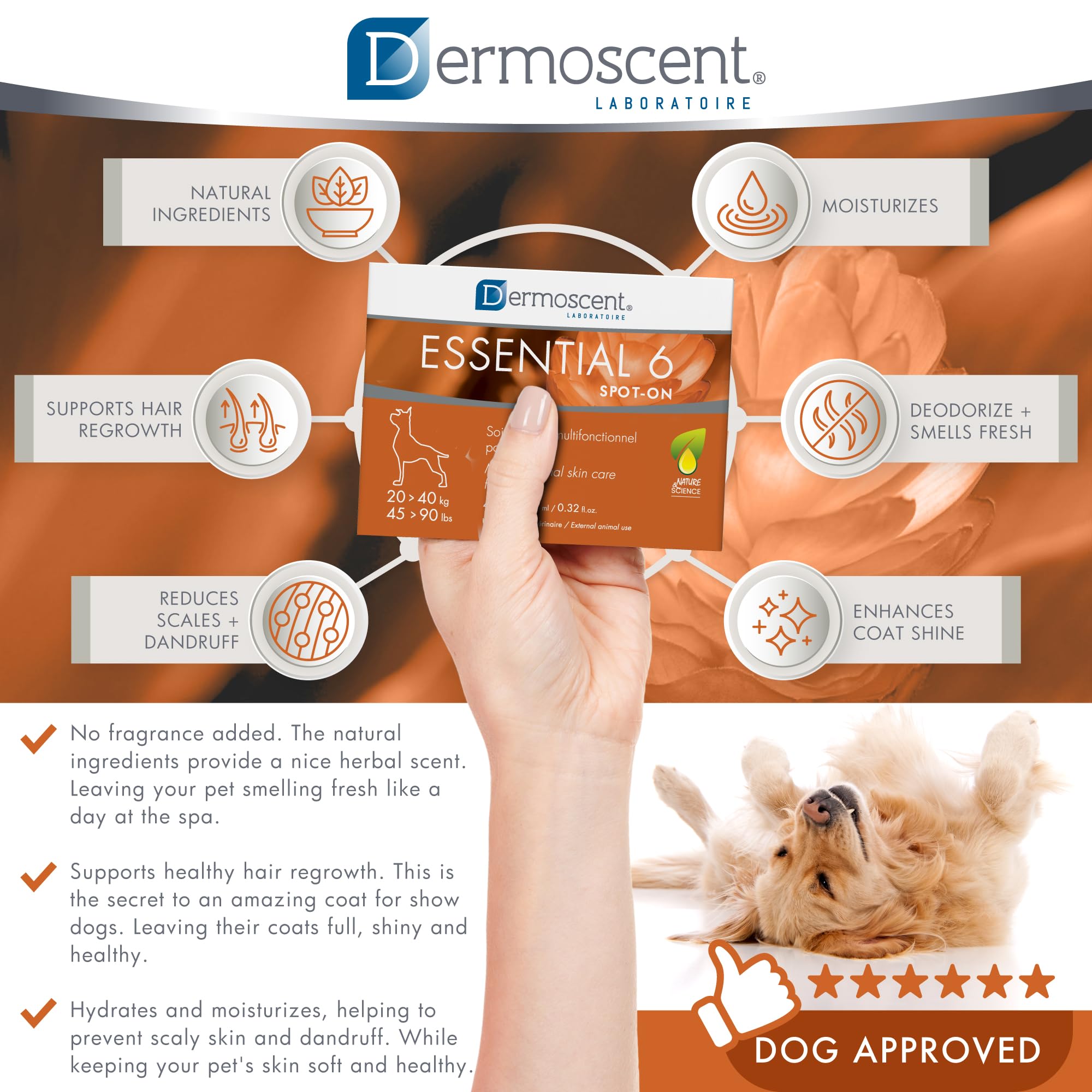 Dermoscent Essential 6 aroma herbal fresco para el cuidado diario.