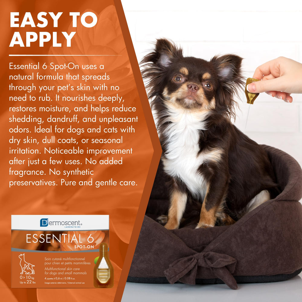 Dermoscent Essential 6, aroma herbal fresco que desodoriza ligeramente.