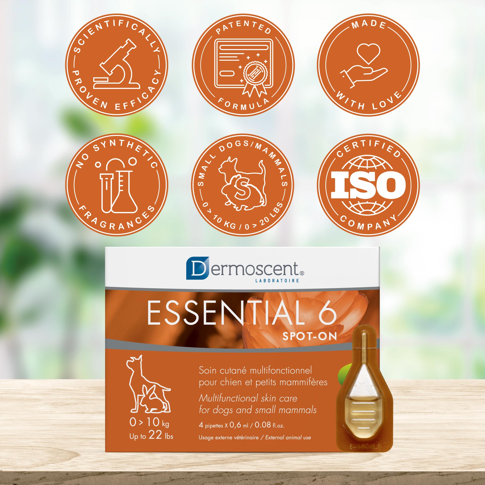 Dermoscent Essential 6, piel seca mejorando con hidratación tópica.