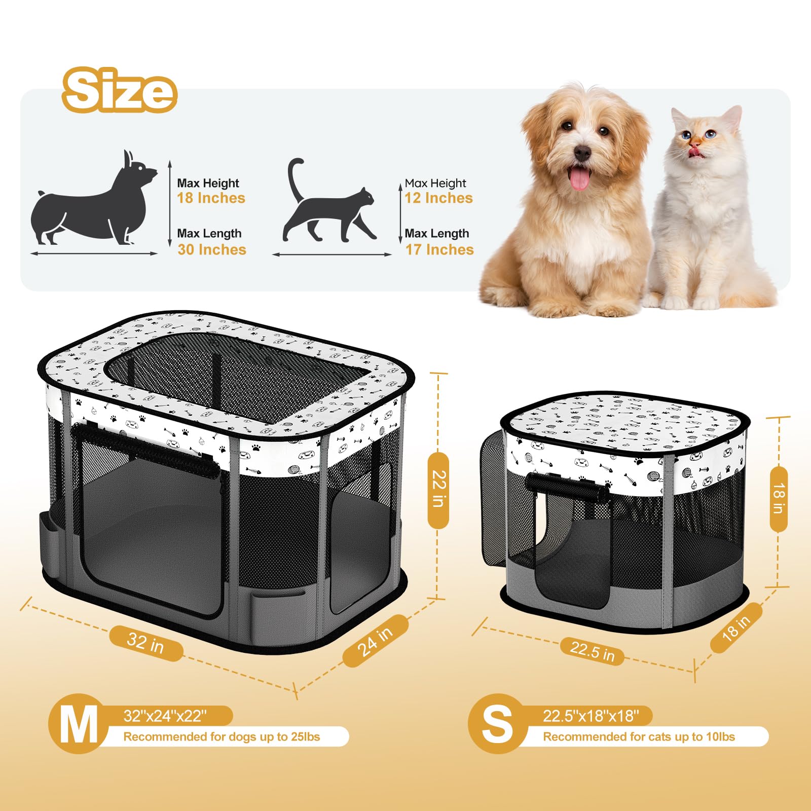 DESELL dimensiones pequeñas 22.5x18x18 pulgadas, ideal para gatitos.