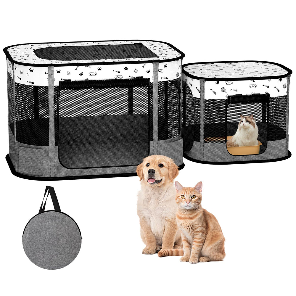 DESELL jaula portátil para gatos, acceso cómodo para juego interior o exterior.
