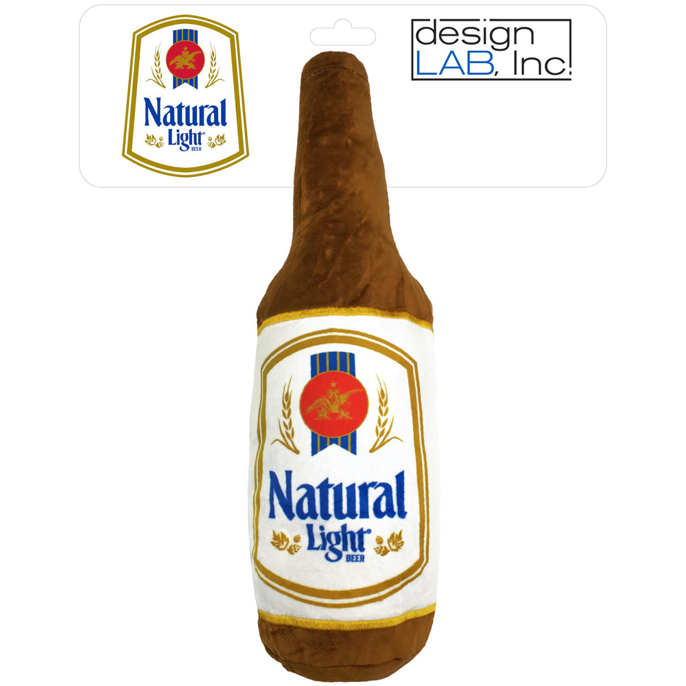 design LAB peluche botella cerveza Natural Light para juego interactivo y búsqueda.