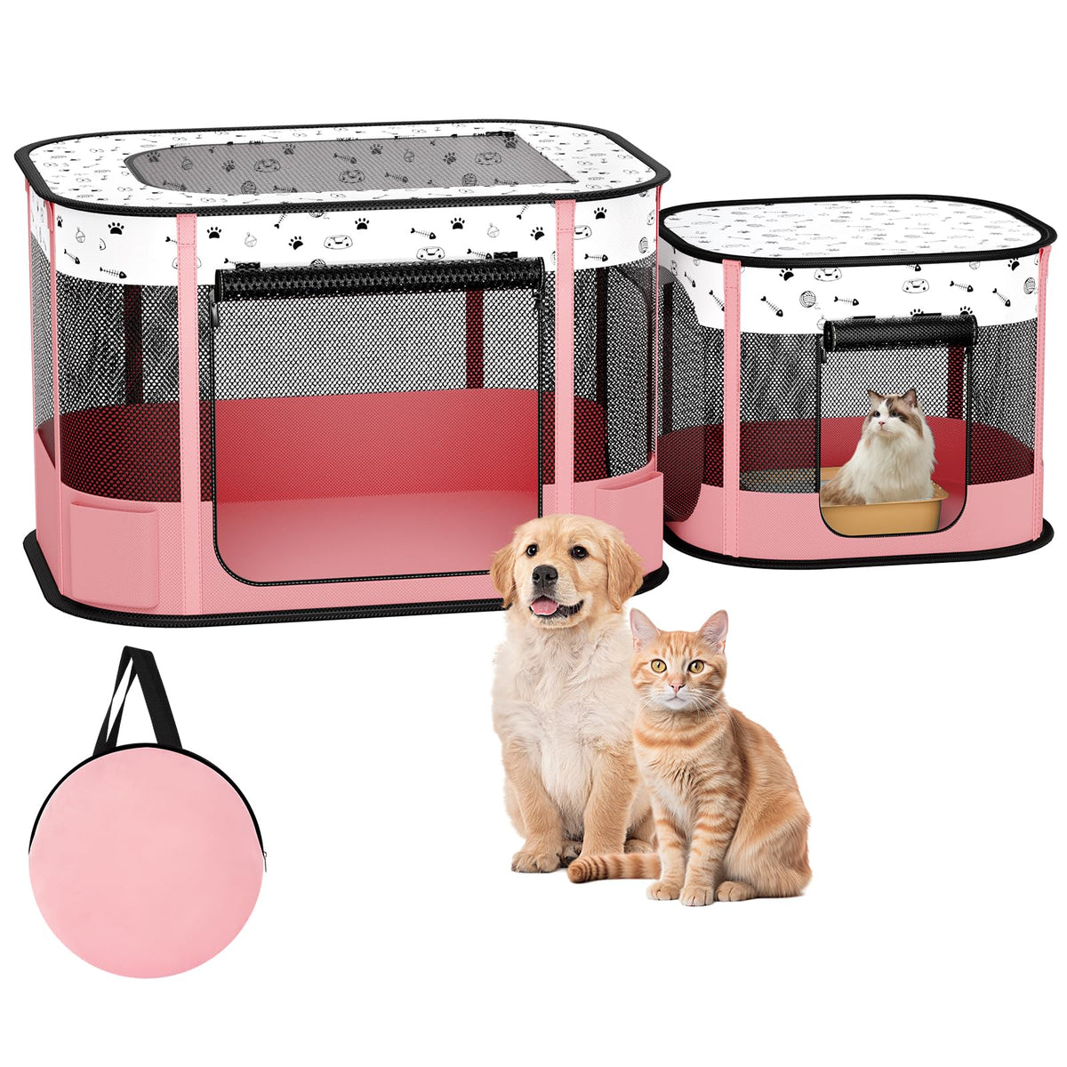 DESELL jaula de juego para gatos portátil con diseño estable para interior o exterior.