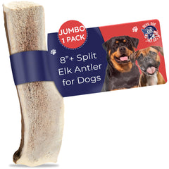 Devil Dog Pet Co. astas de ciervo divididas de 8 pulgadas para masticación prolongada.