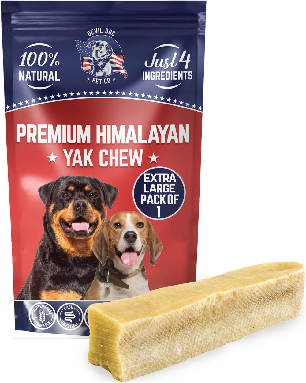 Devil Dog Pet Co Hueso de yak extralargo para masticación prolongada