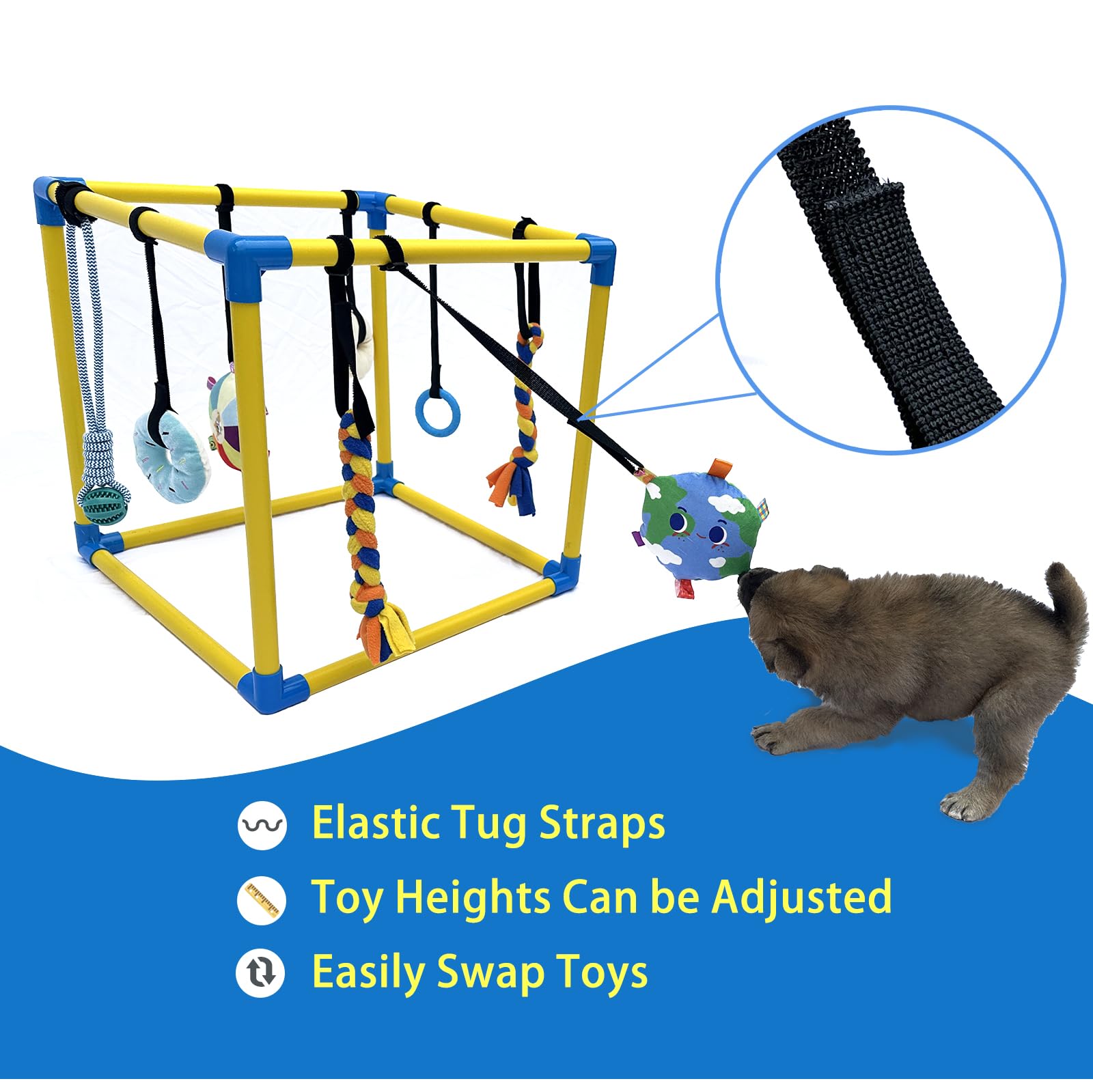 Dewonch: ocho juguetes colgantes para entretenimiento y estimulación sensorial.